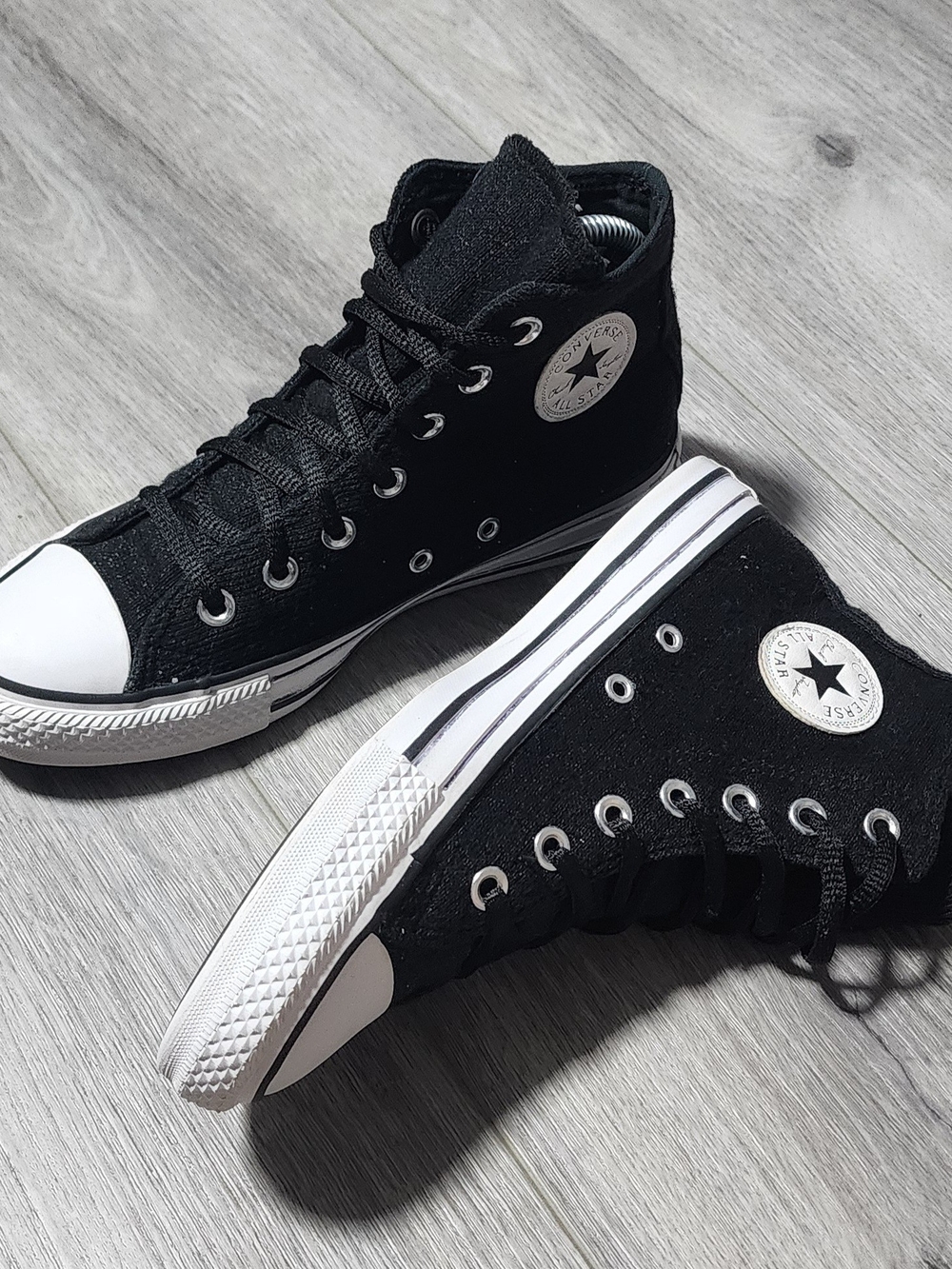 Converse Chuck Taylor All Star High Top Black Sparkle Sneakers Womens Size 6